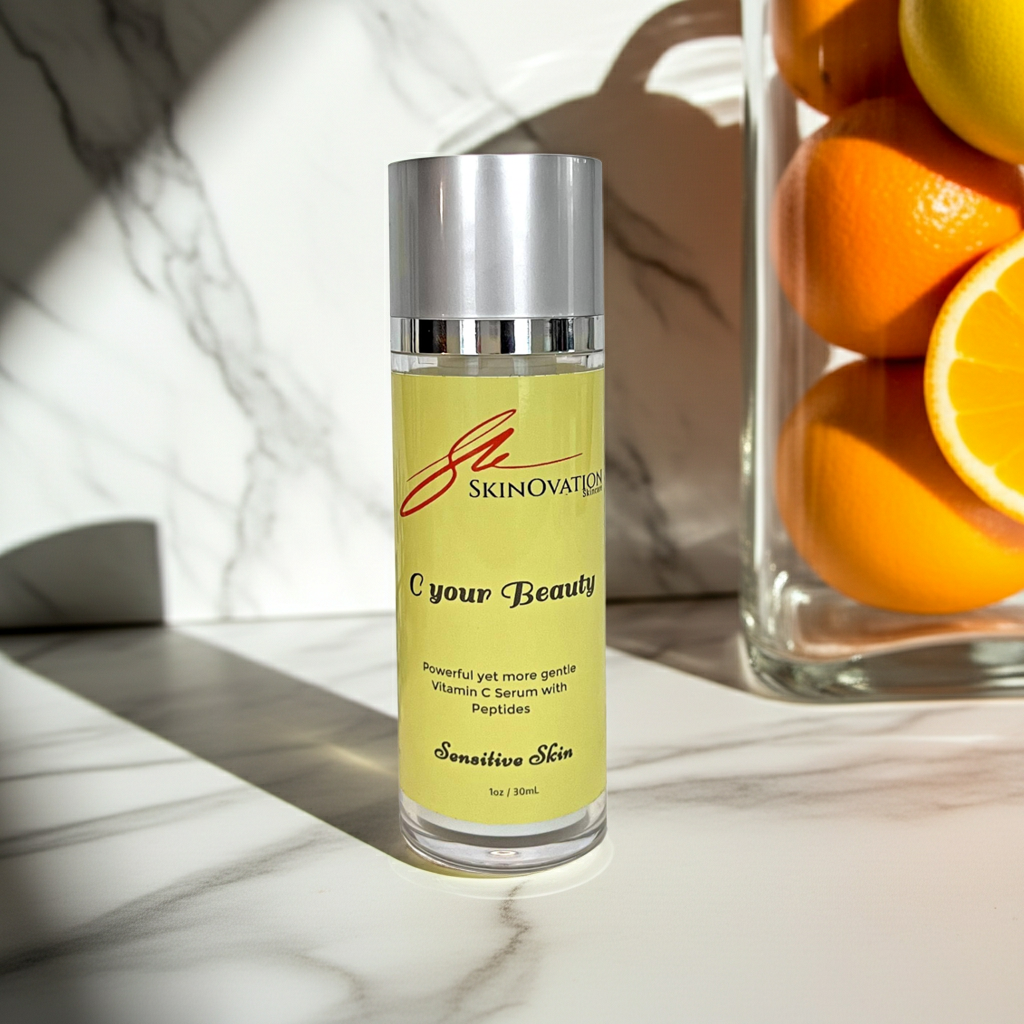 Skinovation C Your Beauty Vitamin C Serum, Anti-Aging Face Serum with Clinical Strength gentle Vitamin C and Peptides for Sensitive Skin